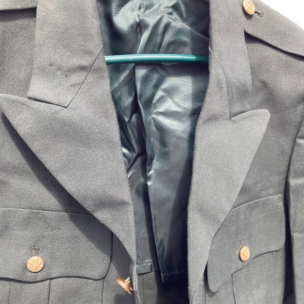 Vintage U.S. Army Men's Coat Green 36R Dress Uniform DeRossi & Son Overcoat - Picture 3 of 10